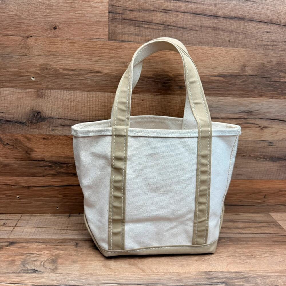 LL Bean Boat and Tote Mini Canvas Tan Embroidered